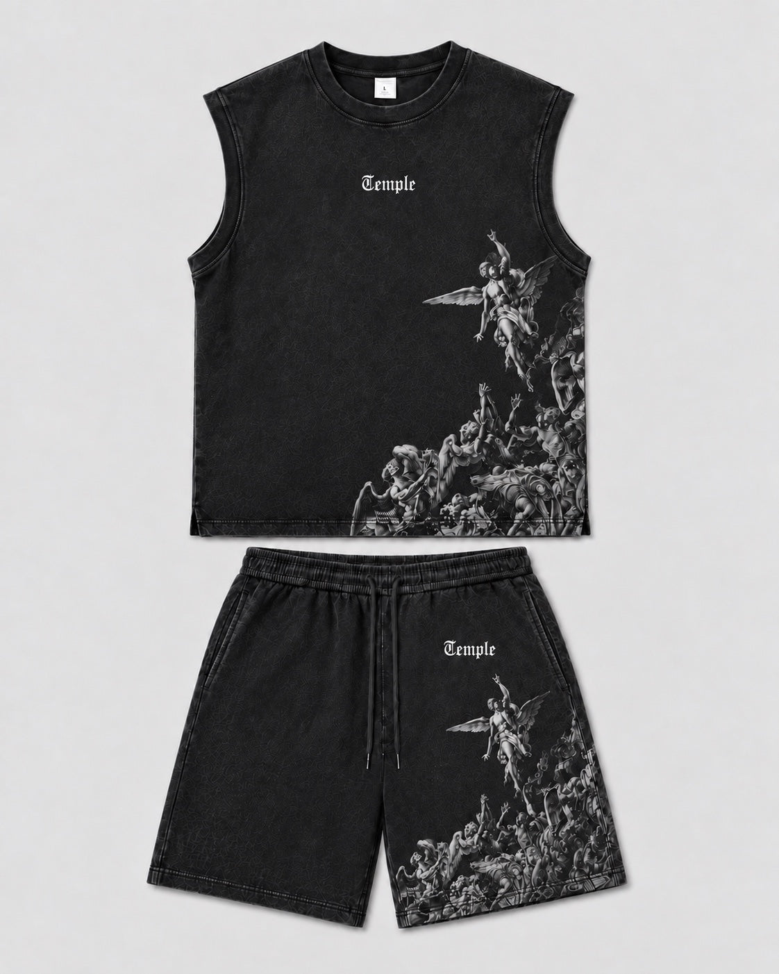 Ensemble débardeur Fallen Angel — Noir délavé — mock-up