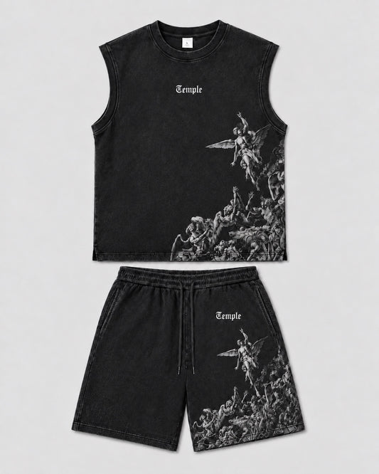 Ensemble débardeur Fallen Angel — Noir délavé — mock-up