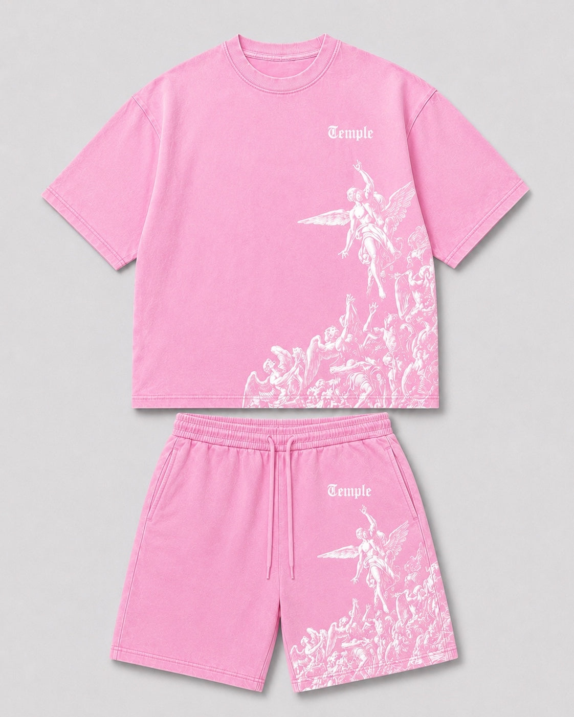 Ensemble oversize Fallen Angel — Rose délavé — mock-up
